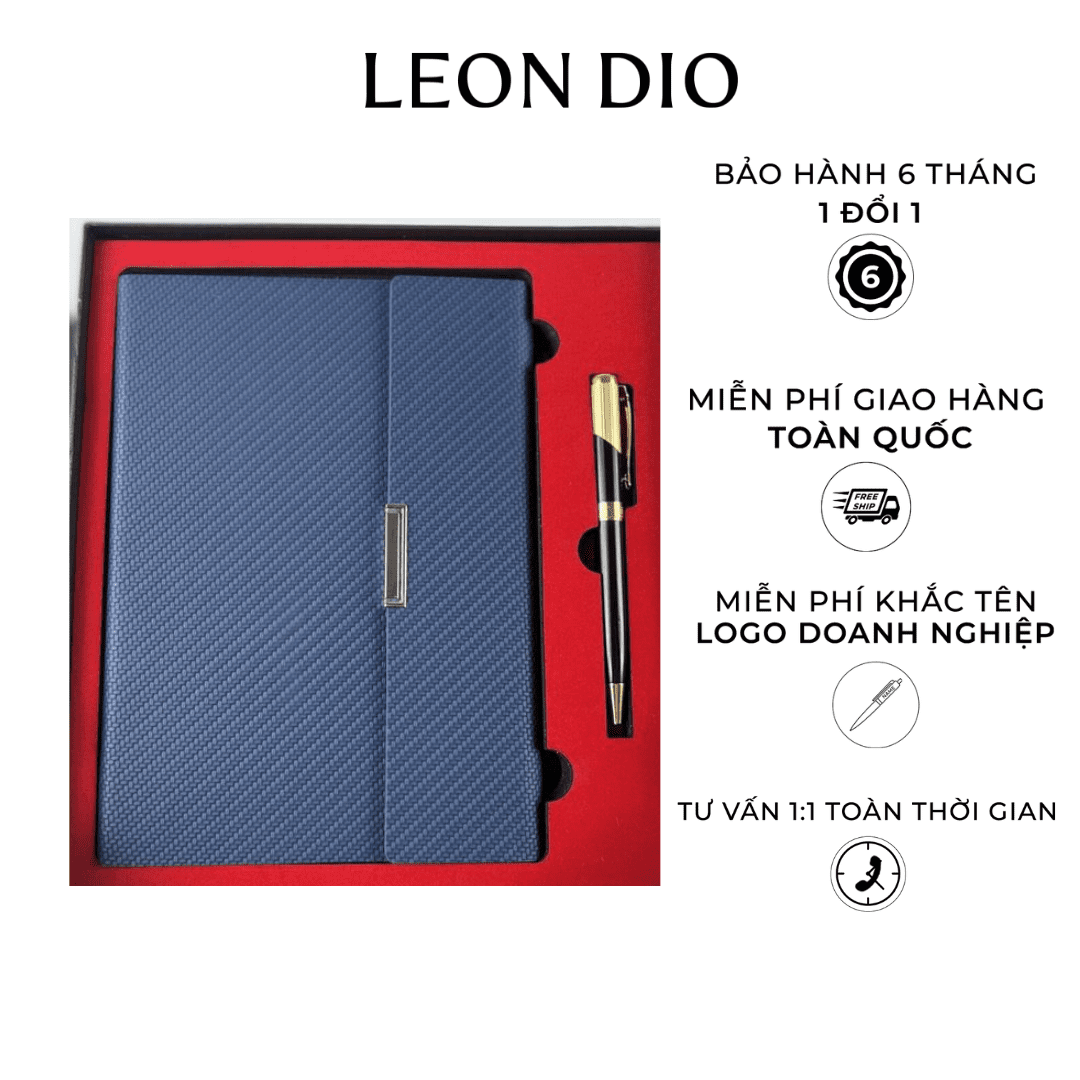 Bộ Quà Tặng Sổ Da Leon Dio Lapis Lazuli Black thumbnail 2