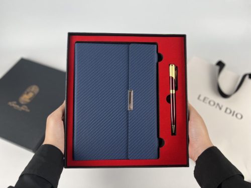 Bộ Quà Tặng Sổ Da Leon Dio Lapis Lazuli Red