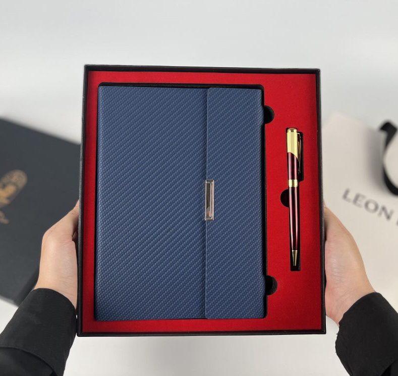 Bộ Quà Tặng Sổ Da Leon Dio Lapis Lazuli Red