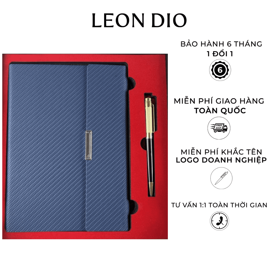 Bộ Quà Tặng Sổ Da Leon Dio Mentalen Black thumbnail 2