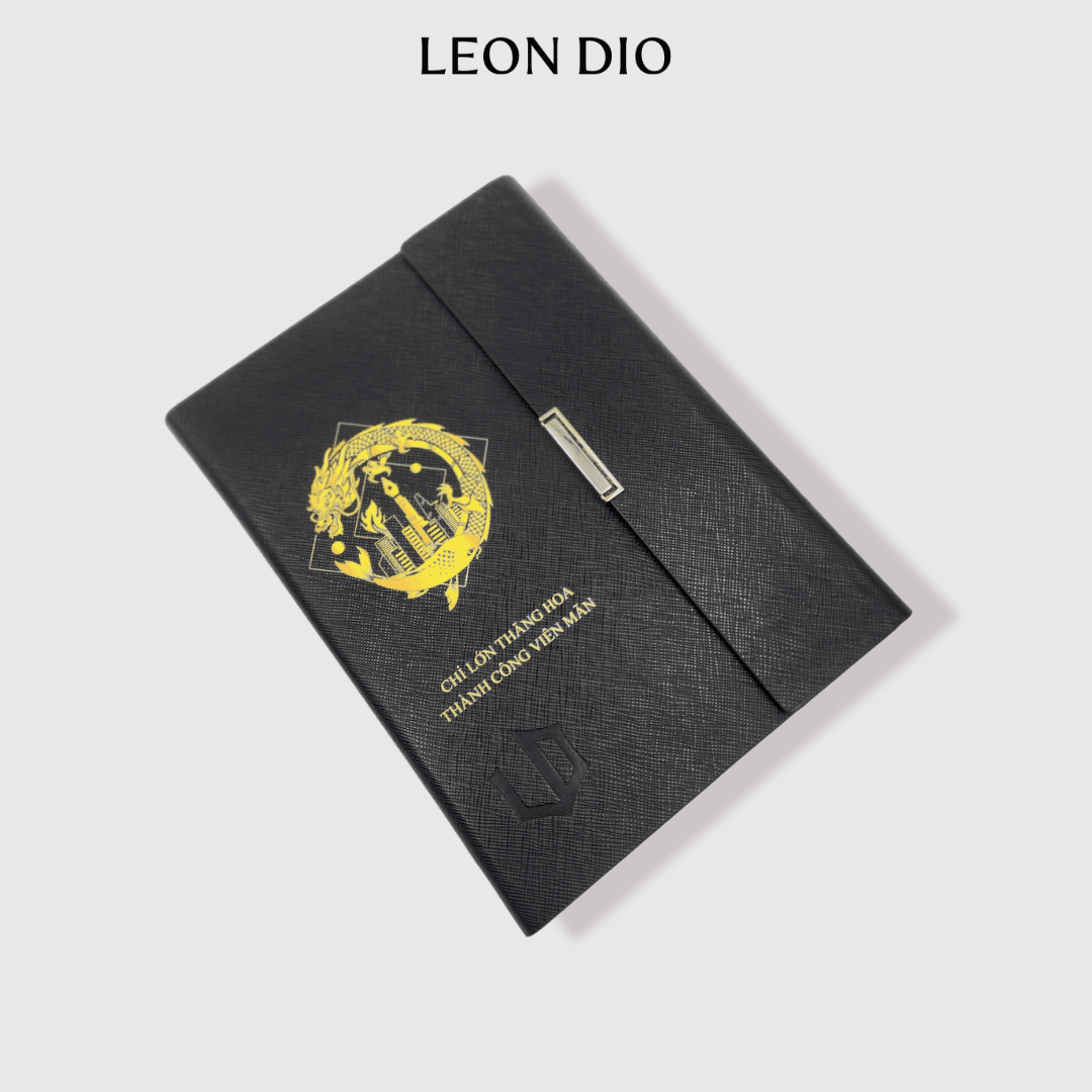 Sổ Da Bìa Còng Leon Dio Cá Chép Hóa Rồng - Màu Đen thumbnail 3