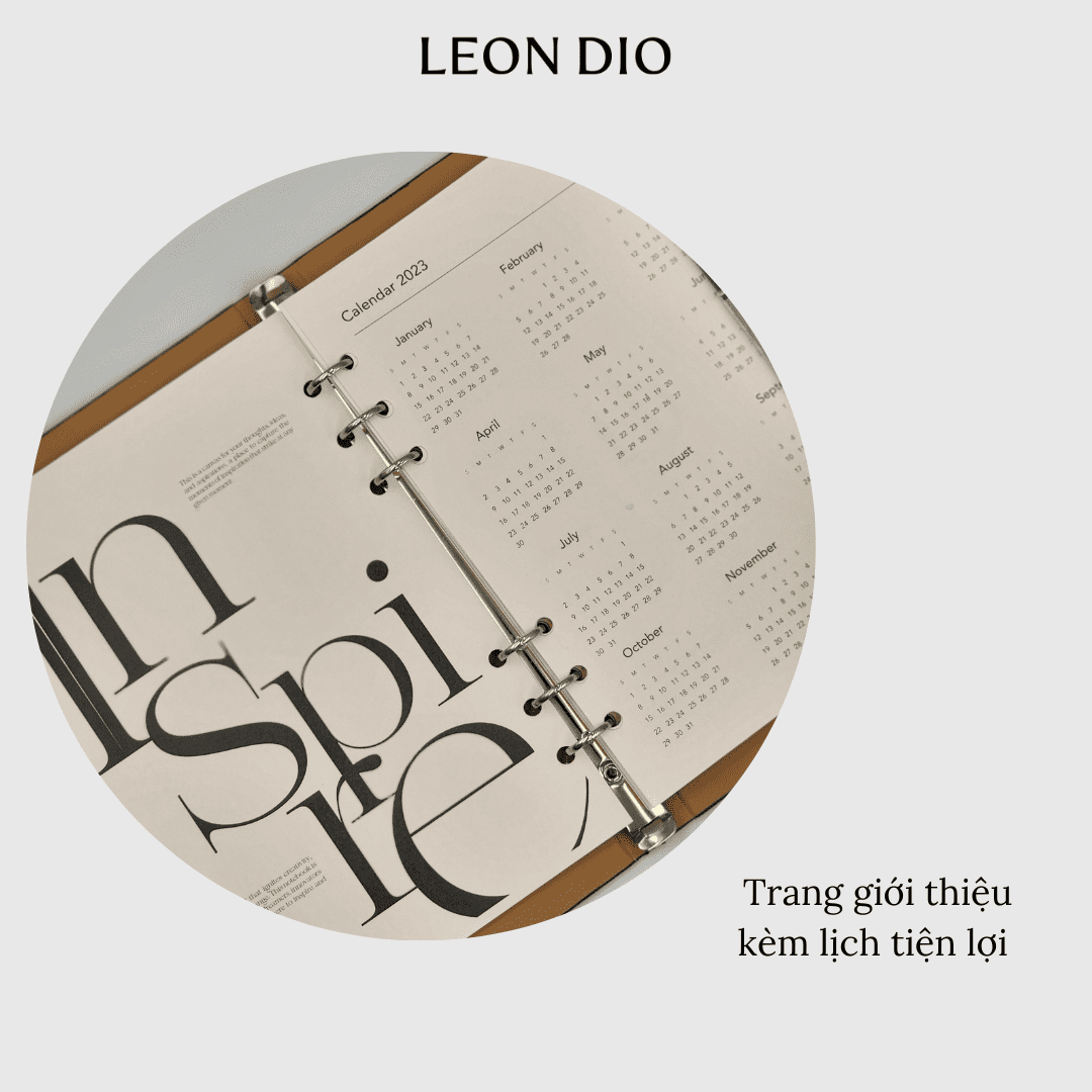 Sổ Da Bìa Còng Leon Dio - Xanh Dương thumbnail 3
