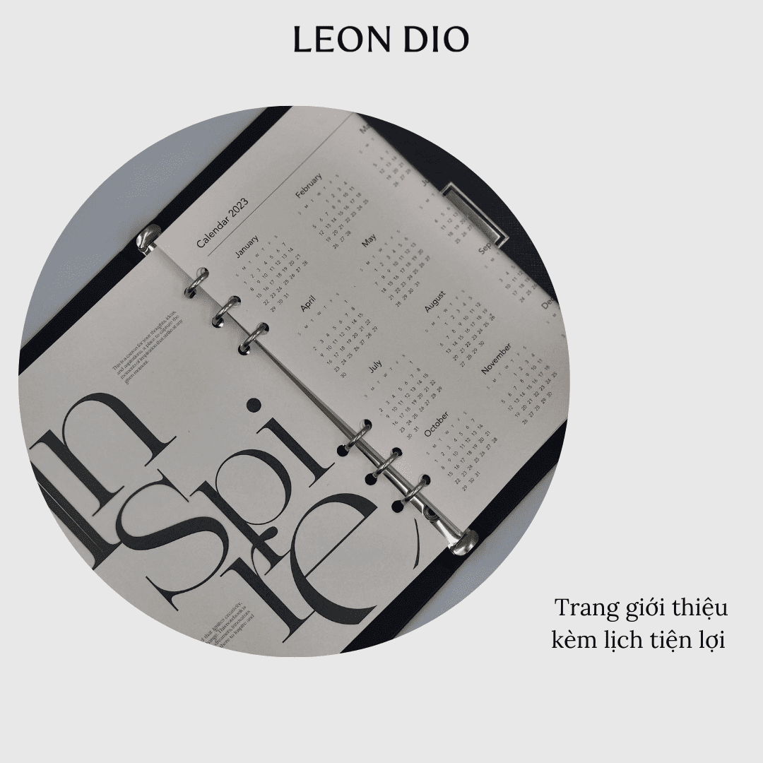 Sổ Da Bìa Còng Leon Dio Cá Chép Hóa Rồng - Màu Đen thumbnail 4