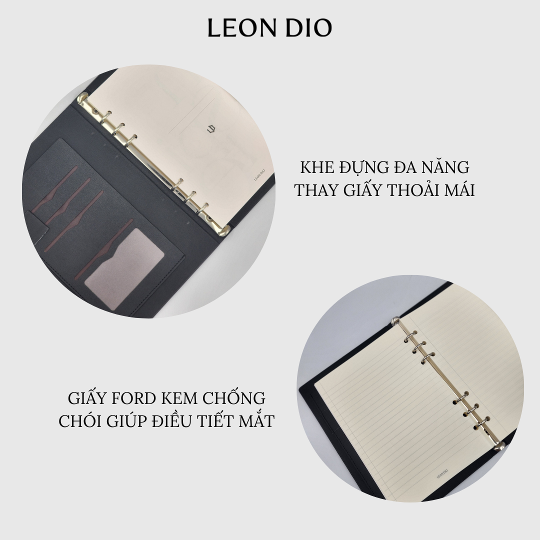 Sổ Da Bìa Còng Leon Dio Cá Chép Hóa Rồng - Màu Đen thumbnail 5