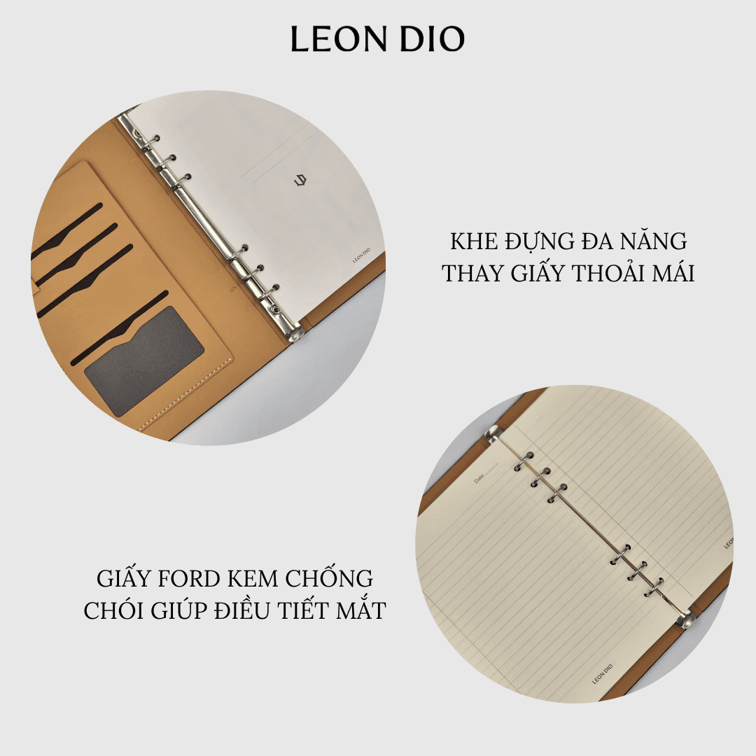 Sổ Da Bìa Còng Leon Dio - Xanh Dương thumbnail 4
