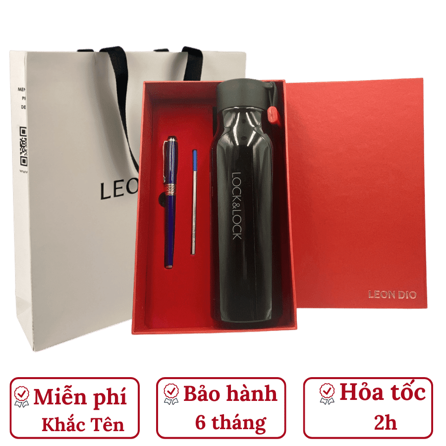 Bộ Quà Tặng Bình Chính Hãng LocknLock NAME TUMBLER Màu Đen 500ml – Bút Ký Tên Leon Dio (Giá Liên Hệ) thumbnail 2