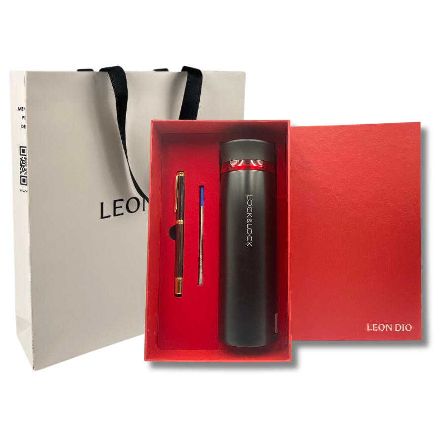 Bộ Quà Tặng Bình Chính Hãng LocknLock Feather Light Màu Đen Viền Đỏ 450ml – Bút Ký Tên Leon Dio (Giá Liên Hệ) thumbnail 1