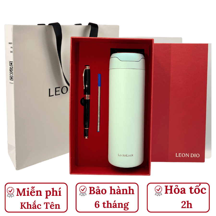 Bộ Quà Tặng Bình Chính Hãng LocknLock DANDY ONETOUCH TUMBLER Màu Xanh Nhạt 420ml – Bút Ký Tên Leon Dio (Giá Liên Hệ) thumbnail 1
