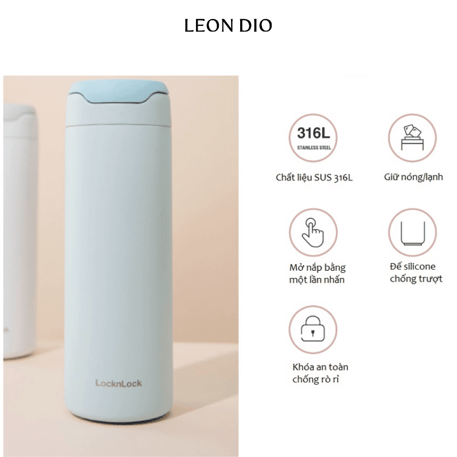 Bộ Quà Tặng Bình Chính Hãng LocknLock DANDY ONETOUCH TUMBLER Màu Xanh 420ml – Bút Ký Tên Leon Dio (Giá Liên Hệ) thumbnail 5