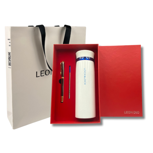 Bộ Quà Tặng Bình Chính Hãng LocknLock Feather Light Màu Trắng 450ml – Bút Ký Tên Leon Dio (Giá Liên Hệ)