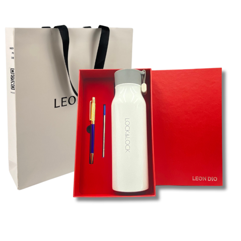 Bộ Quà Tặng Bình Chính Hãng LocknLock NAME TUMBLER Màu Trắng 500ml – Bút Ký Tên Leon Dio (Giá Liên Hệ)