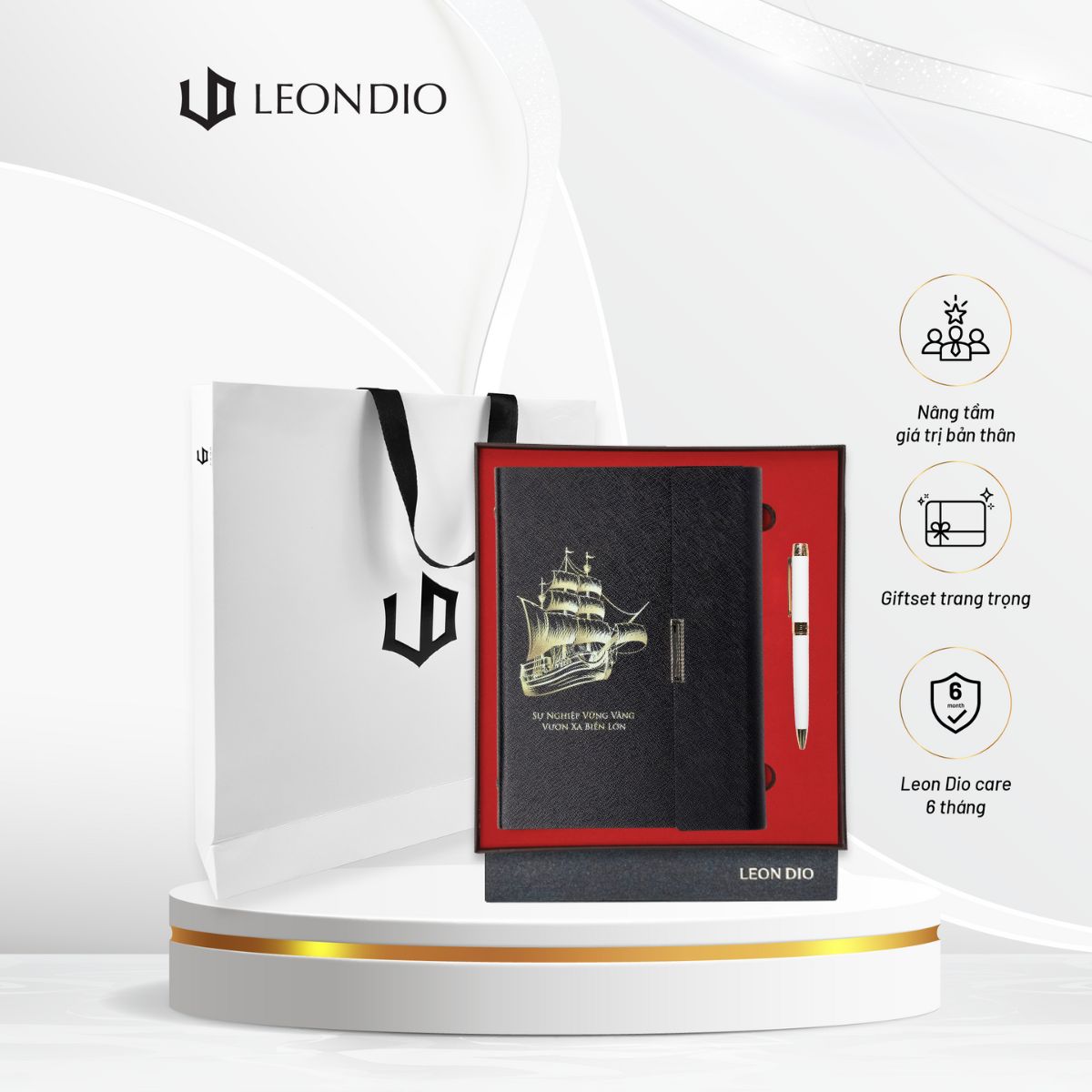 GiftSet Cao Cấp Sang Trọng Sổ Leon Dio Vươn Xa Biển Lớn - Bút Âu Lạc Mê Linh thumbnail 1
