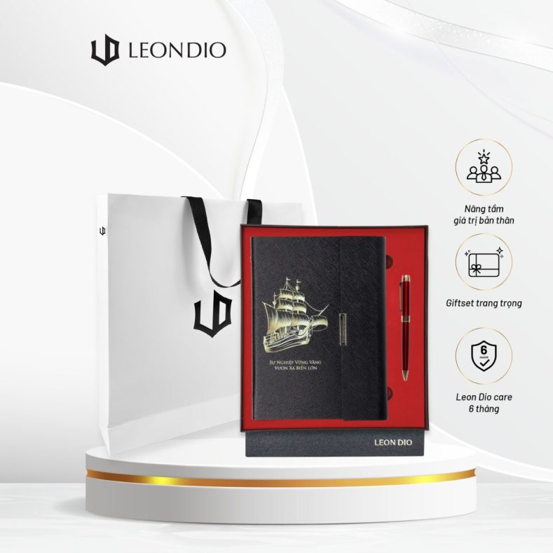 GiftSet Cao Cấp Sang Trọng Sổ Leon Dio Vươn Xa Biển Lớn - Bút Âu Lạc Nhật Nam