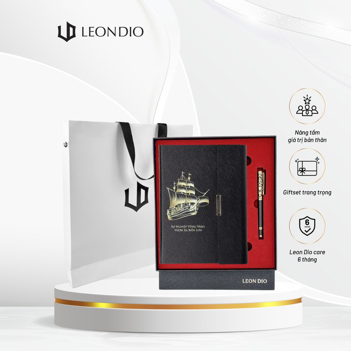GiftSet Cao Cấp Sang Trọng Sổ Leon Dio Vươn Xa Biển Lớn - Bút The Classic Royalian thumbnail 1
