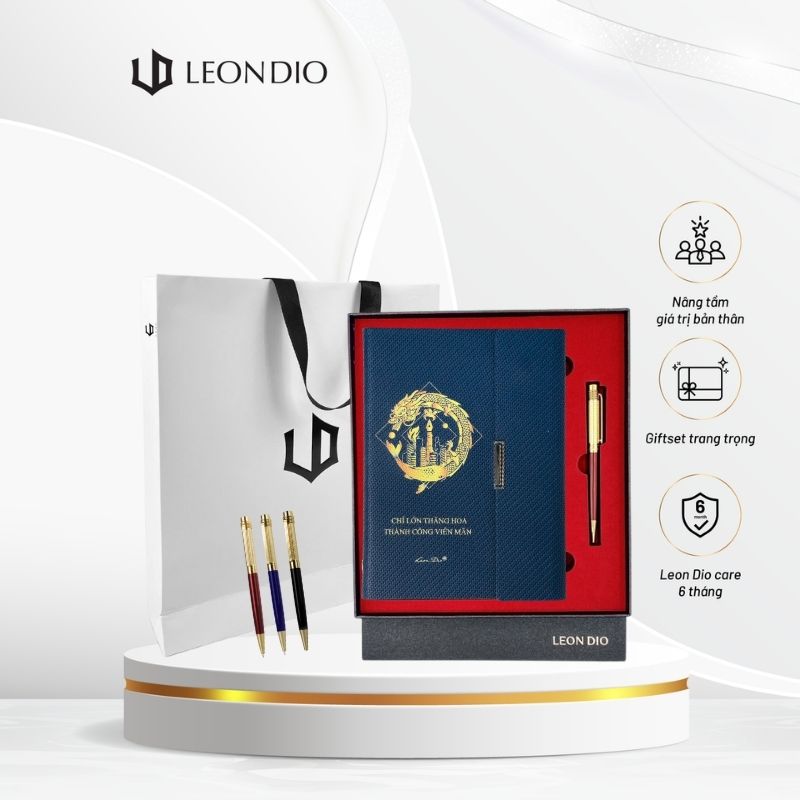 GiftSet Cao Cấp Sang Trọng Sổ Leon Dio Cá Chép Hóa Rồng - Bút  Primal Mentalen thumbnail 1
