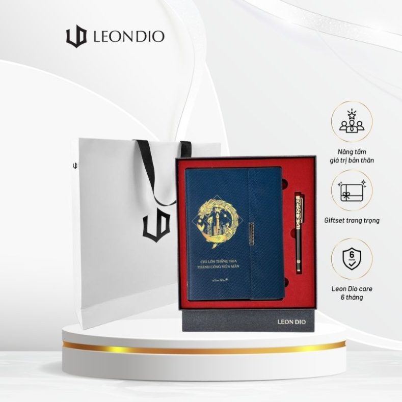 GiftSet Cao Cấp Sang Trọng Sổ Leon Dio Cá Chép Hóa Rồng - Bút The Classic Royalian