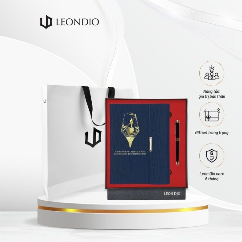GiftSet Cao Cấp Sang Trọng Sổ Leon Dio Người Lái Đò - Bút Âu Lạc Cửu Chân