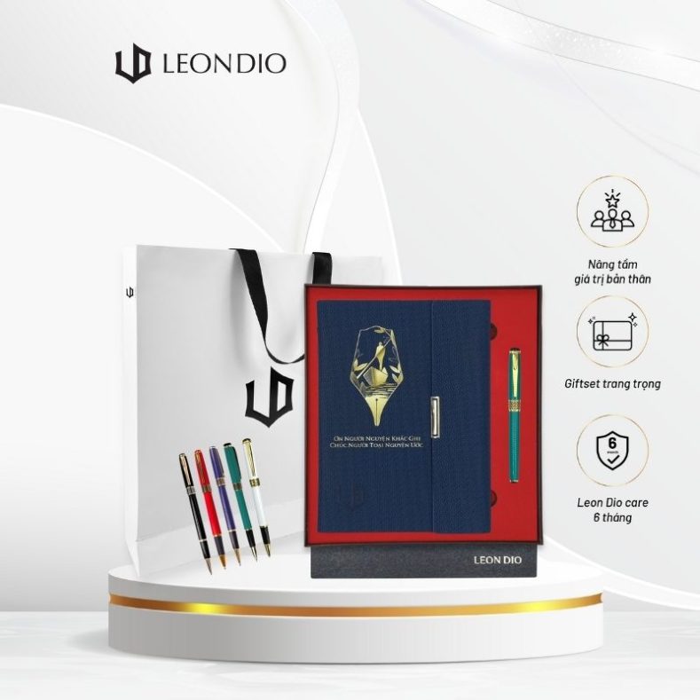 GiftSet Cao Cấp Sang Trọng Sổ Leon Dio Người Lái Đò - Bút Primal Hive