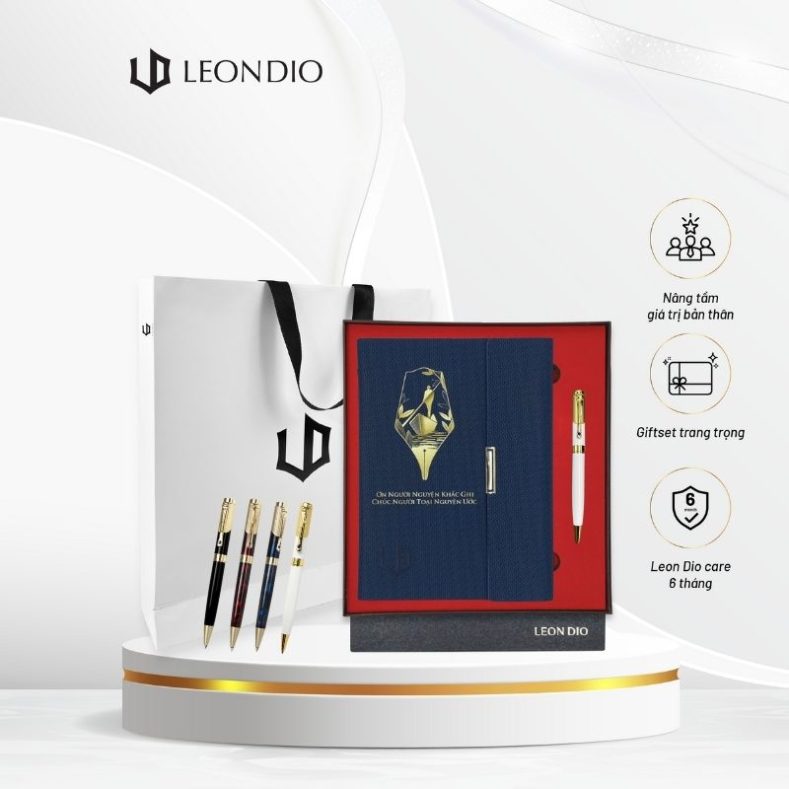GiftSet Cao Cấp Sang Trọng Sổ Leon Dio Người Lái Đò - Bút The Classic Lapis Lazuli