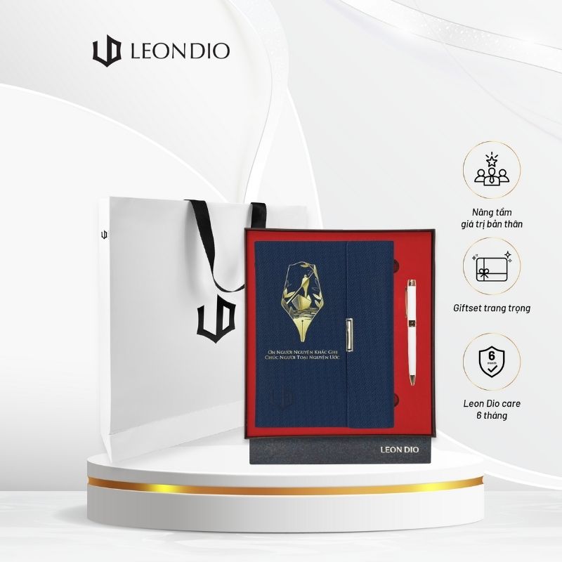 GiftSet Cao Cấp Sang Trọng Sổ Leon Dio Người Lái Đò - Bút Âu Lạc Mê Linh thumbnail 1
