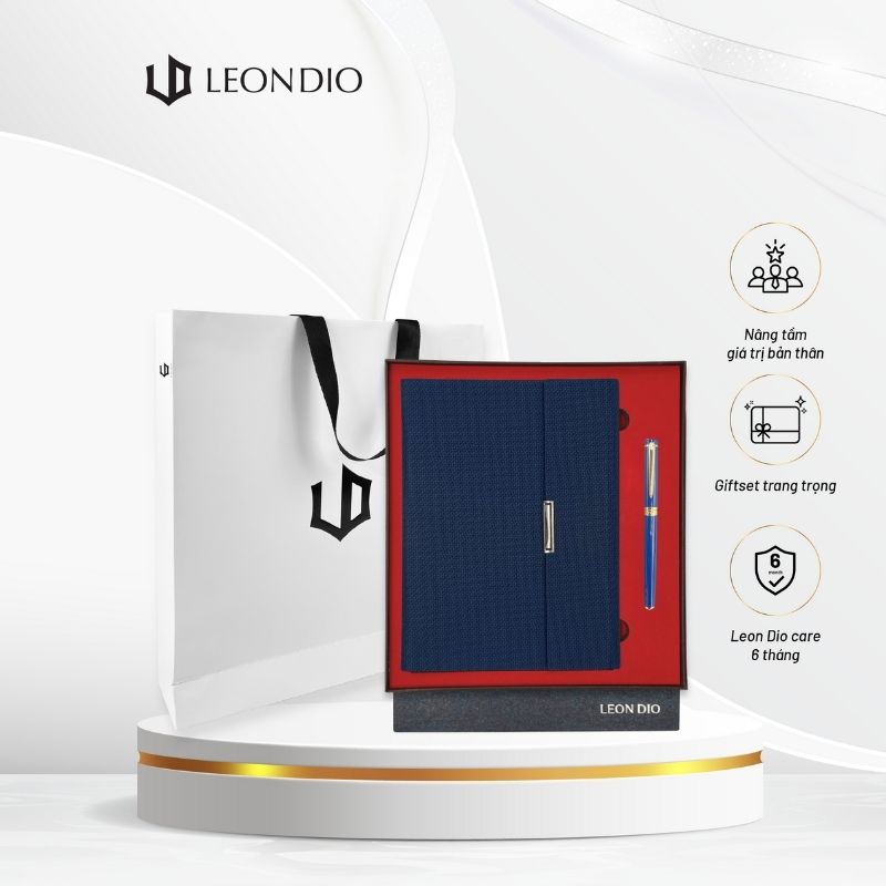 GiftSet Cao Cấp Sang Trọng Sổ Leon Dio - Bút Le Noble Royal Blue thumbnail 1